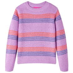 Vidaxl Detský sveter pruhovaný pletený fialovo-ružový 128