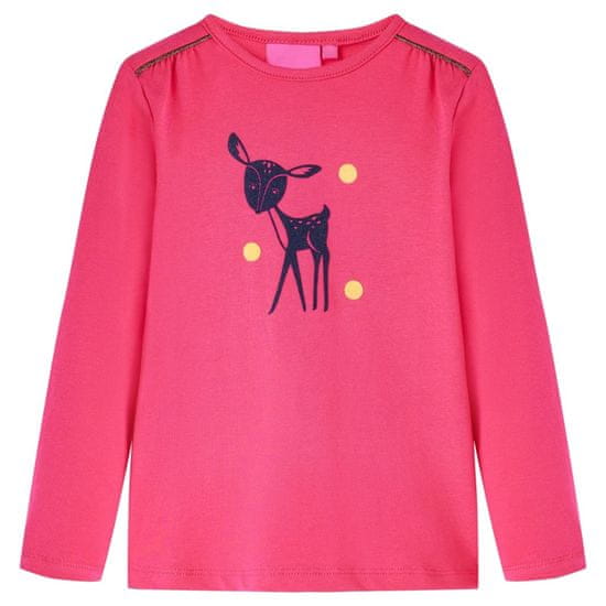 Vidaxl Detské tričko s dlhými rukávmi žiarivo ružové 104