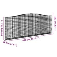 Vidaxl Oblúkové gabionové koše 4 ks 400x30x140/160 cm pozink. železo