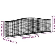 Vidaxl Oblúkové gabiónové koše 10 ks 400x50x100/120cm pozinkov. železo