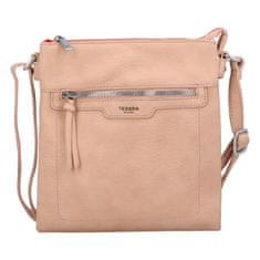 Tessra Milano Štýlová dámska koženková crossbody kabelka Fista, ružová