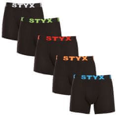 Styx 5PACK pánske boxerky long športová guma čierné (5U9602) - veľkosť M