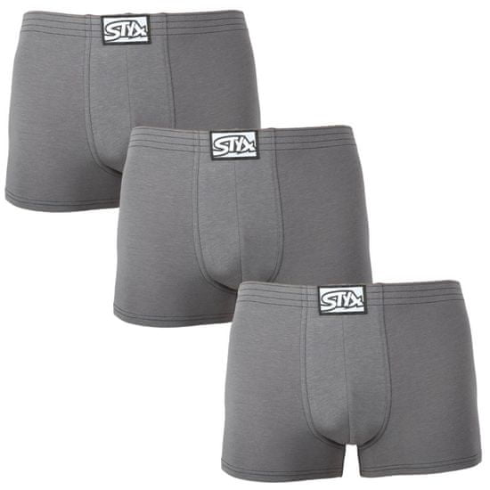 Styx 3PACK pánske boxerky klasická guma tmavo sivé (3Q1063)