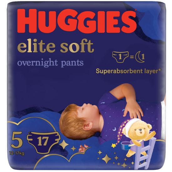 Huggies Elite Soft Pants Over Night č. 5 - 17 ks