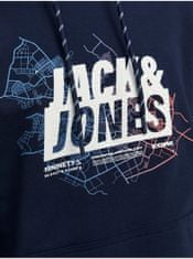 Jack&Jones Tmavomodrá pánska mikina s kapucňou Jack & Jones Map XXL