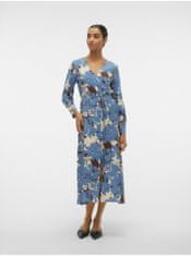 Vero Moda Modré dámske kvetované šaty Vero Moda Berta XS