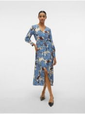 Vero Moda Modré dámske kvetované šaty Vero Moda Berta XS