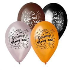 Latexové balóniky - Šťastný nový rok - Silvester - 5 ks - 30 cm