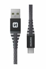 SWISSTEN DÁTOVÝ KÁBEL KEVLAR USB / USB-C 1,5 M 71541010, šedá