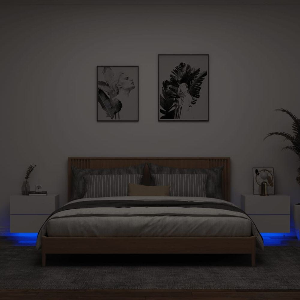 Petromila vidaXL Nástenné nočné skrinky s LED osvetlením 2 ks biele
