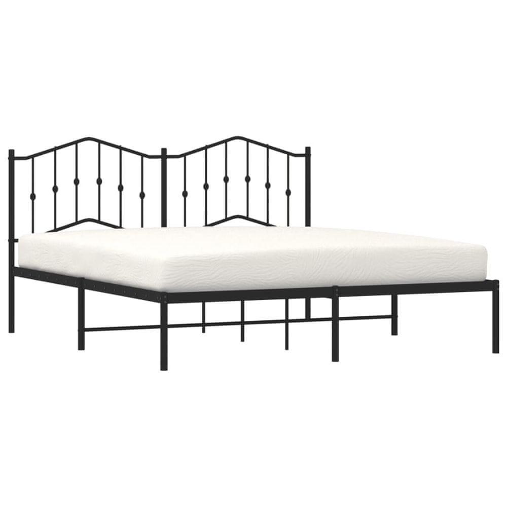 Vidaxl Kovový rám postele s čelom čierny 160x200 cm
