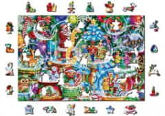 Puzzle Vánoční sněžítka 2v1, dřevěné, 505 dílků