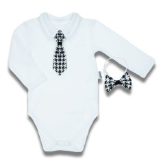 NICOL Dojčenské bavlnené body s motýlikom a kravatou Nicol Viki 80 (9-12m)