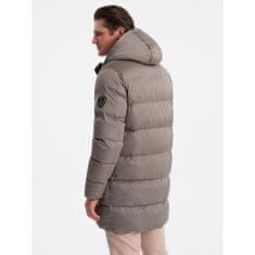 OMBRE Pánska dlhá zimná prešívaná bunda V1 OM-JALJ-0147 khaki MDN124208 XL