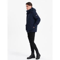 OMBRE Pánska zimná bunda s odnímateľnou kapucňou V1 OM-JAHP-0152 tmavomodrá MDN124216 L