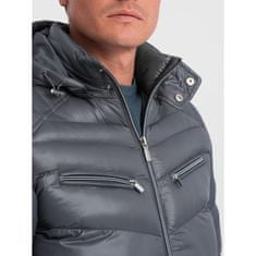 OMBRE Pánska prešívaná zimná bunda s ozdobnými zipsami V3 OM-JAHP-22FW-010 graphite MDN124220 M