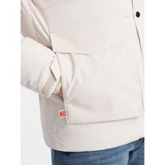 OMBRE Pánska zimná bunda s odnímateľnou kapucňou V2 OM-JAHP-0152 krémová MDN124217 XXL