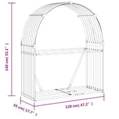 Petromila vidaXL Držiak na polená bledosivý 120x45x140 cm pozinkovaná oceľ