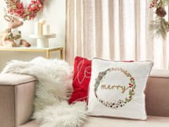 Beliani Zamatový vankúš s vianočným motívom 45 x 45 cm biely EUCHARIS
