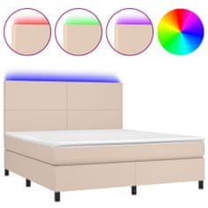 Petromila vidaXL Boxspring posteľ matrac a LED kapučínová 180x200 cm umelá koža