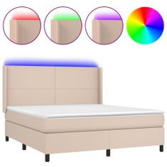 Petromila vidaXL Boxspring posteľ matrac a LED kapučínová 180x200 cm umelá koža