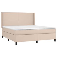 Petromila vidaXL Boxspring posteľ matrac a LED kapučínová 180x200 cm umelá koža