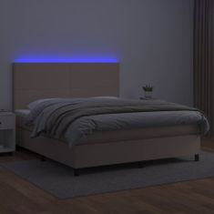 Petromila vidaXL Boxspring posteľ matrac a LED kapučínová 180x200 cm umelá koža