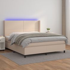 Petromila vidaXL Boxspring posteľ matrac a LED kapučínová 180x200 cm umelá koža