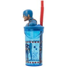 Stor Plastový pohárik Avengers / hrnček Avengers Captain America 3D s brčkem 360 ml