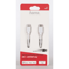 HAMA MFi USB-C Lightning nabíjací/dátový kábel pre Apple, 1 m, biely