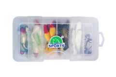 Sports Prívlačový set - gumy RELAX 15ks + krabička + 5ks jig hlavička