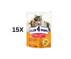 Club4Paws Premium Hairball control pre dospelé mačky 15x300g 