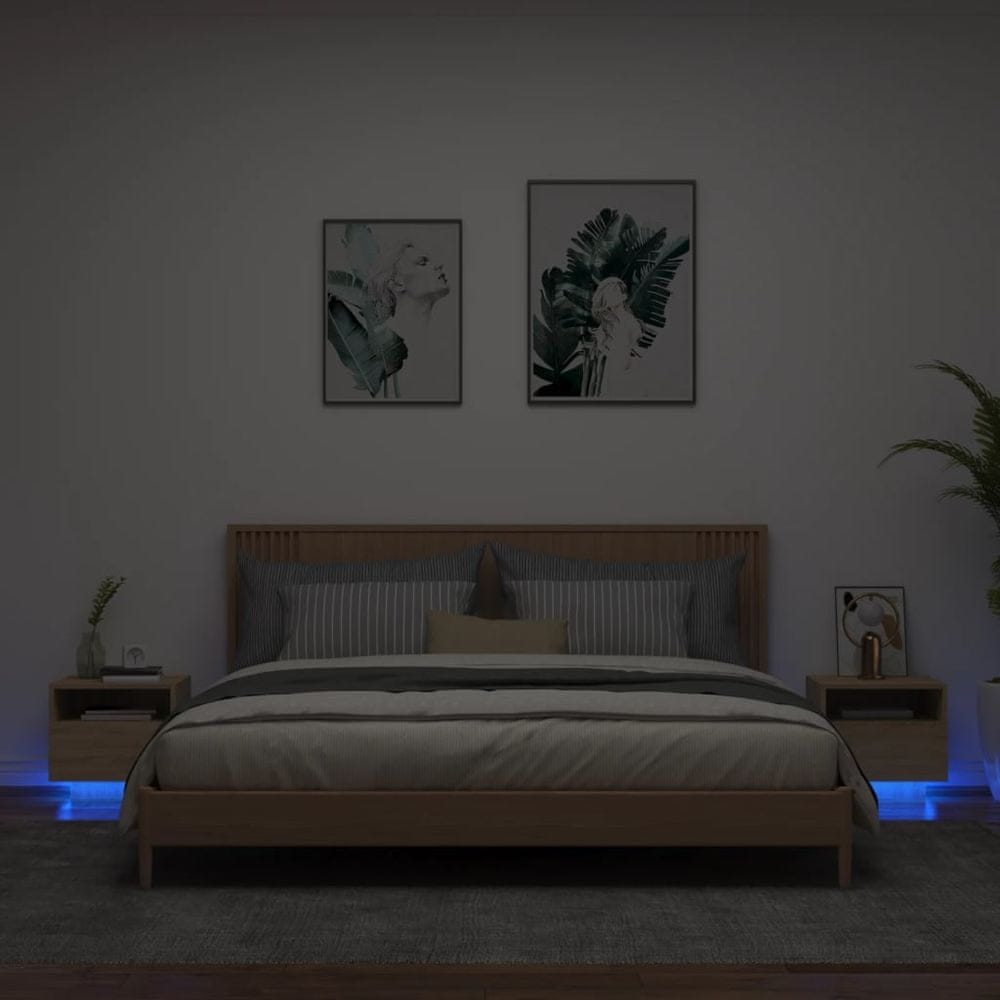 Petromila vidaXL Nočné stolíky s LED svetlami 2 ks dub sonoma 40x39x37 cm