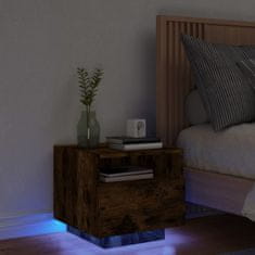 Petromila vidaXL Nočný stolík s LED svetlami dymový dub 40x39x37 cm
