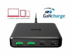 SWISSTEN MINI DESKTOP ADAPTÉR GaN 2x USB-C + 2x USB 65W POWER DELIVERY 22057100, čierny - rozbalené