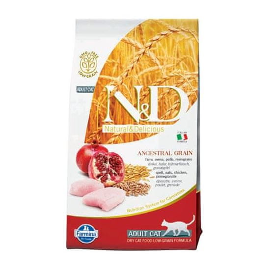 N&D ANCESTRAL GRAIN Cat LG Chicken, Spelt, Oats a Granátové jablko Adult 10 kg