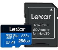 LEXAR pamäťová karta 256GB High-Performance 633x microSDXC UHS-I (čítanie/zápis: 100/45MB/s) C10 A1 V30 U3 + adaptér