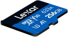 LEXAR pamäťová karta 256GB High-Performance 633x microSDXC UHS-I (čítanie/zápis: 100/45MB/s) C10 A1 V30 U3 + adaptér