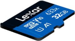 LEXAR pamäťová karta 32GB High-Performance 633x microSDHC UHS-I, (čítanie/zápis: 100/20MB/s) C10 A1 V10 U1