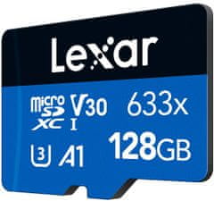 LEXAR pamäťová karta 128GB High-Performance 633x microSDXC UHS-I (čítanie/zápis: 100/45MB/s) C10 A1 V30 U + adaptér