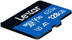 LEXAR pamäťová karta 128GB High-Performance 633x microSDXC UHS-I (čítanie/zápis: 100/45MB/s) C10 A1 V30 U + adaptér