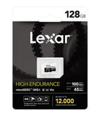 LEXAR pamäťová karta 128GB High-Endurance microSDHC/microSDXC UHS-I card, (čítanie/zápis: 100/45MB/s) C10 A1 V30 U3