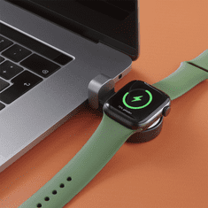 HAMA MFi bezdrôtová magnetická nabíjačka pre Apple Watch, USB-C, kompaktná, čierna/biela