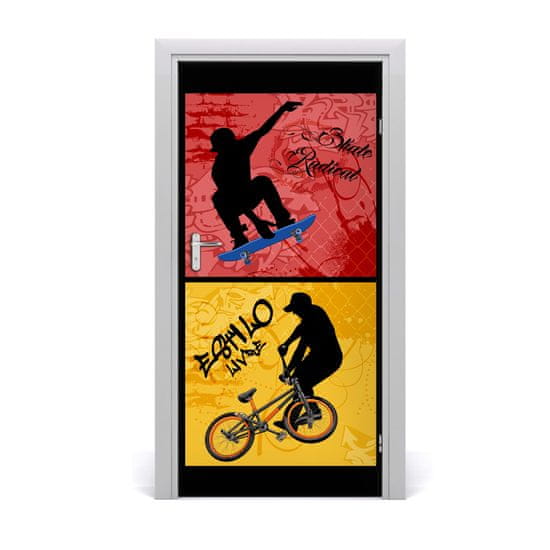 tulup.sk Fototapeta samolepiace dvere bicykel a skateboard