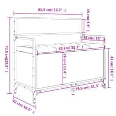 Vidaxl Úložná lavička dymový dub 85,5x42x73,5 cm kompozitné drevo