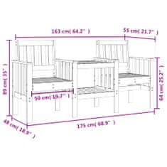 Vidaxl Záhradná lavica so stolom 2-miestna sivá masívna borovica