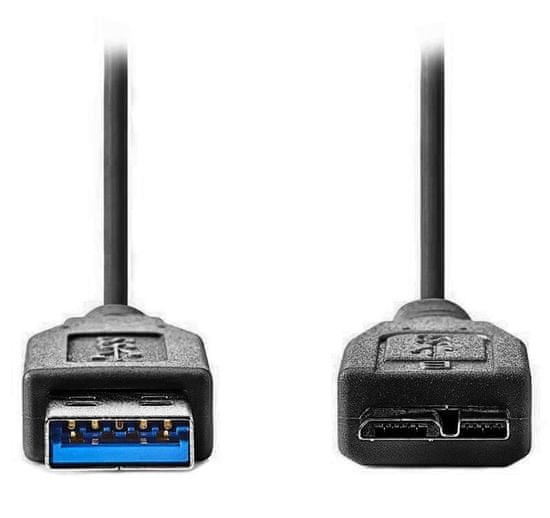 Nedis kábel USB 3.0/ zástrčka USB-A - zástrčka USB-Micro B/ čierny/ bulk/ 1m