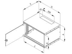 Triton Rack 19" 4U/400mm, FLAT-PACK (rozložený), presklené dvere, sivý