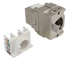 XtendLan Keystone jack RJ45, CAT6A, STP, strieborný, 180 st, zaklapávacia zozadu