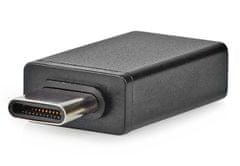 Nedis USB-C adaptér/ USB 3.2 Gen 1/ zástrčka USB-C/ zásuvka USB-A/ 5 Gbps/ OTG/ okrúhly/ poniklovaný/ čierny/ blister